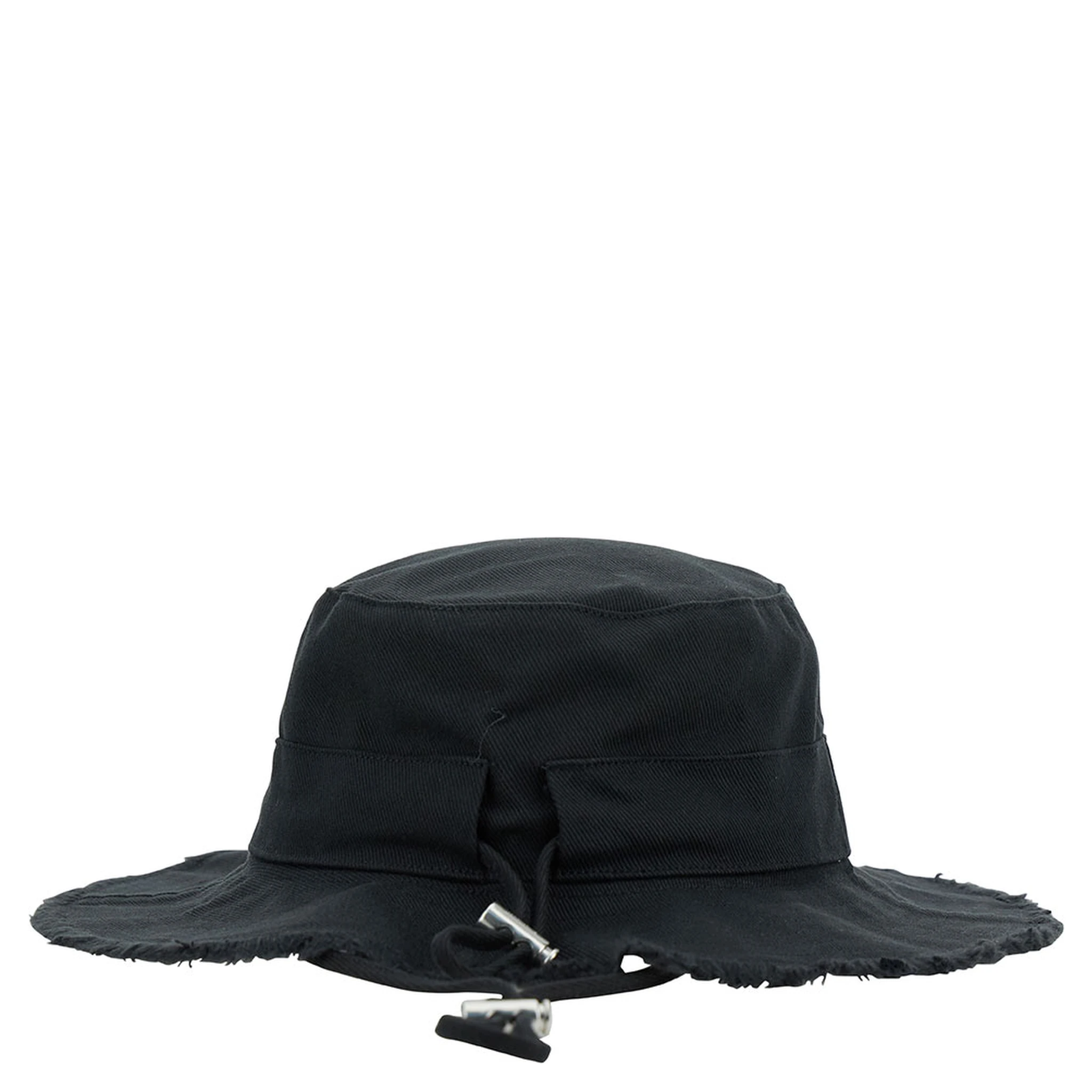 Le Bob Artichaut Black Hat with Metal Logo in Canvas Man