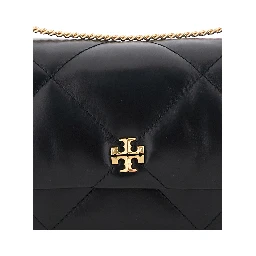 Kira Black Diamond Quilted Crossbody Bag with Logo Plaque on the Front in Leather Woman
