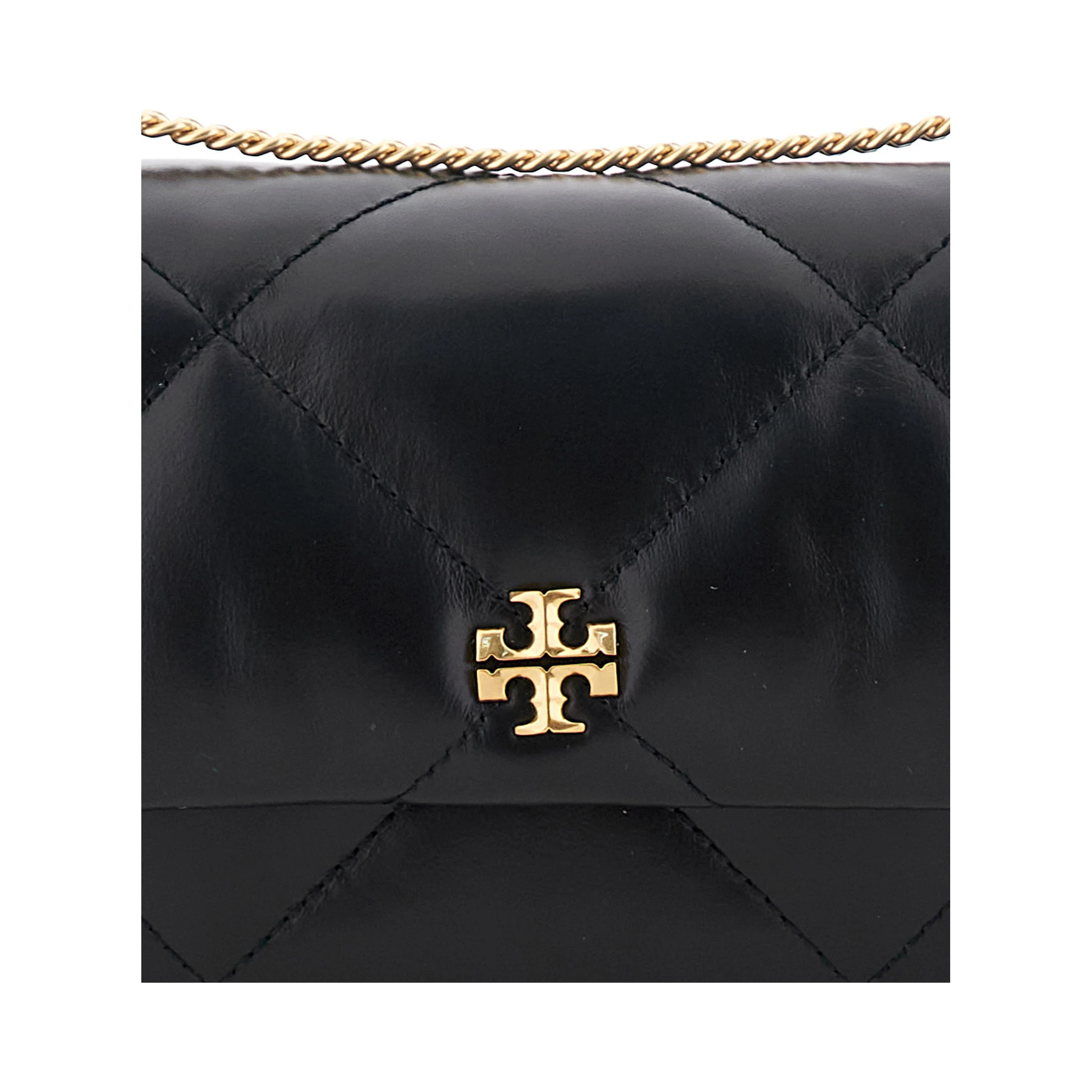 Kira Black Diamond Quilted Crossbody Bag with Logo Plaque on the Front in Leather Woman