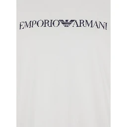 White and Black Crewneck T-Shirt with Writing in Cotton