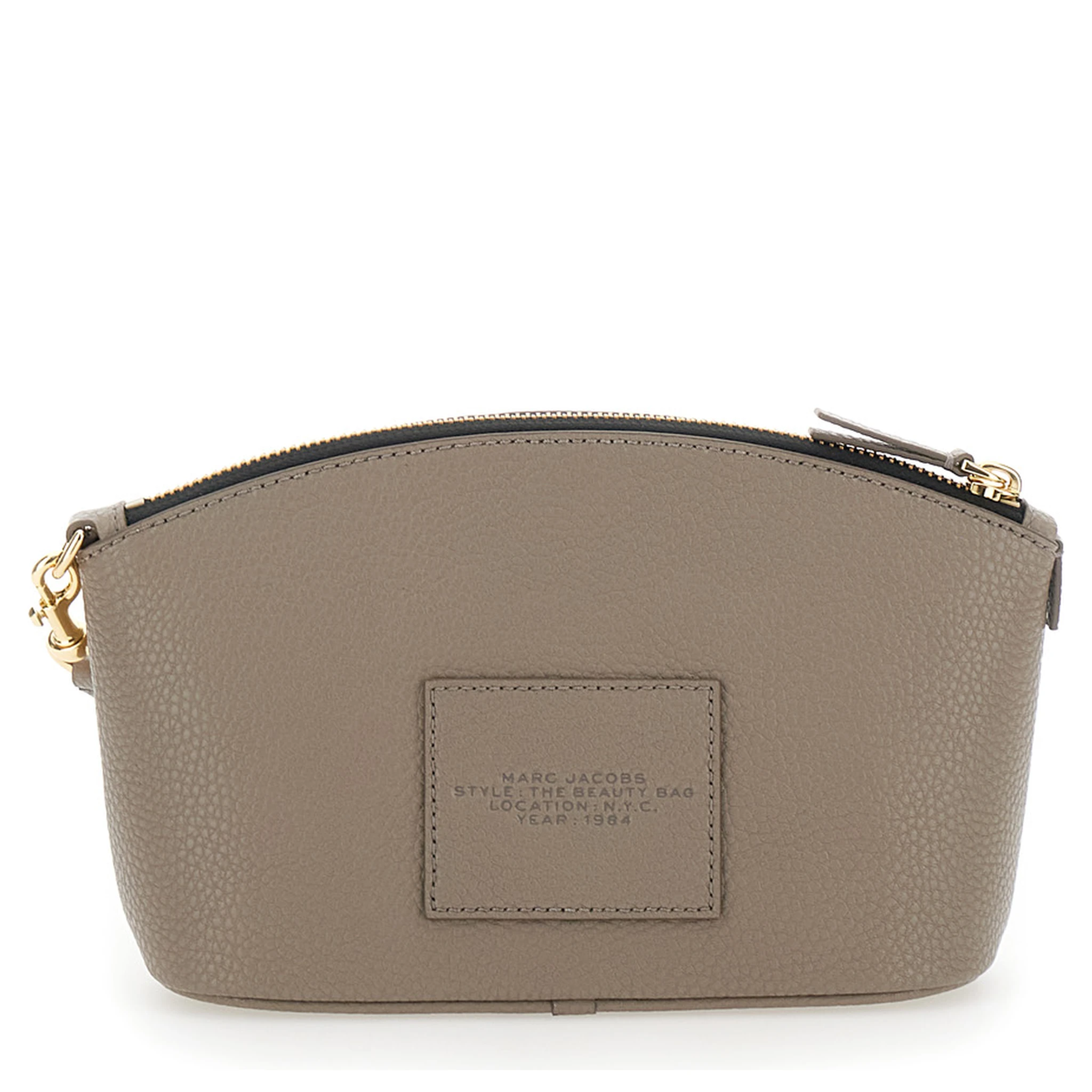 The Beauty Bag Grey Clutch Bag with Logo Print on the Front in Leather Woman