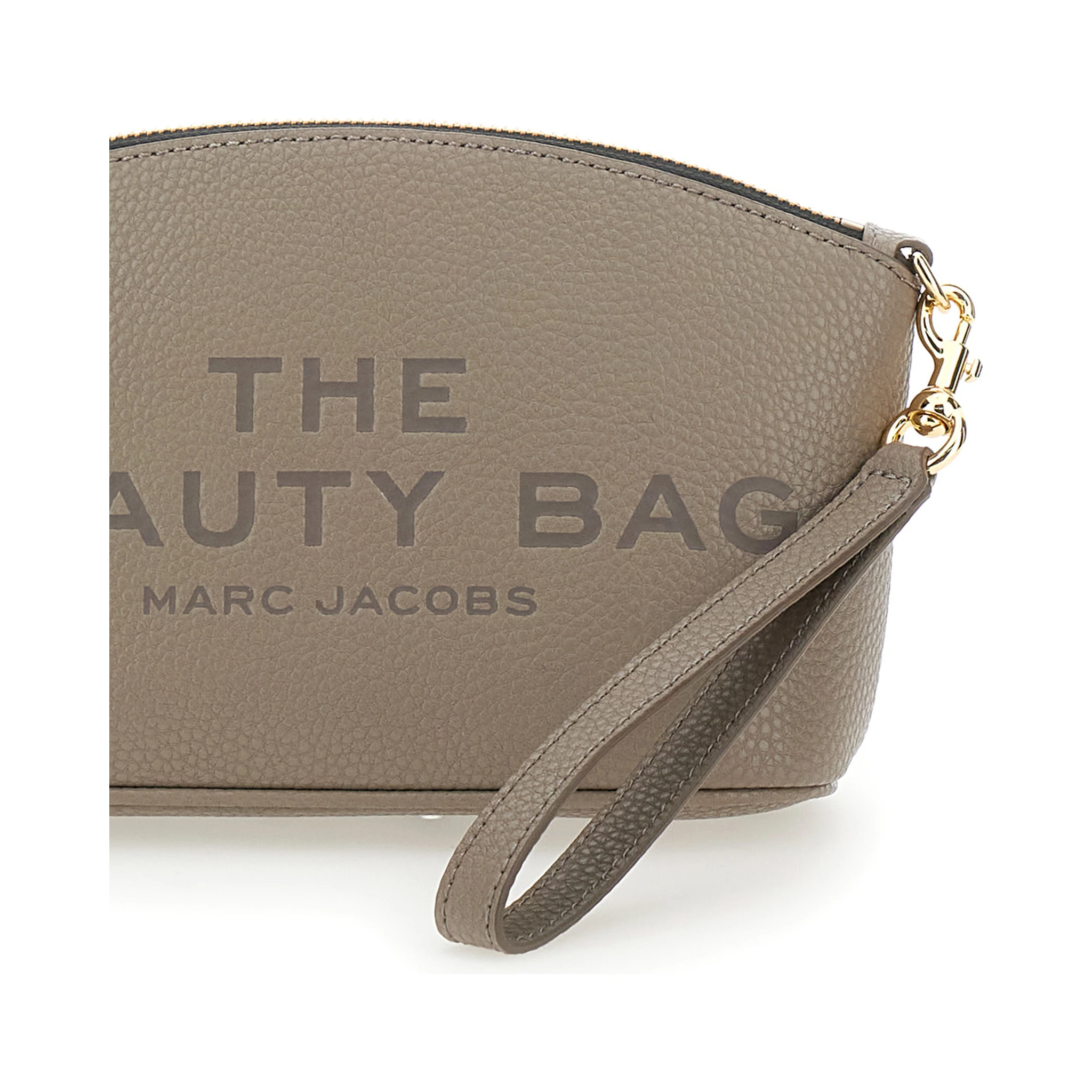 The Beauty Bag Grey Clutch Bag with Logo Print on the Front in Leather Woman