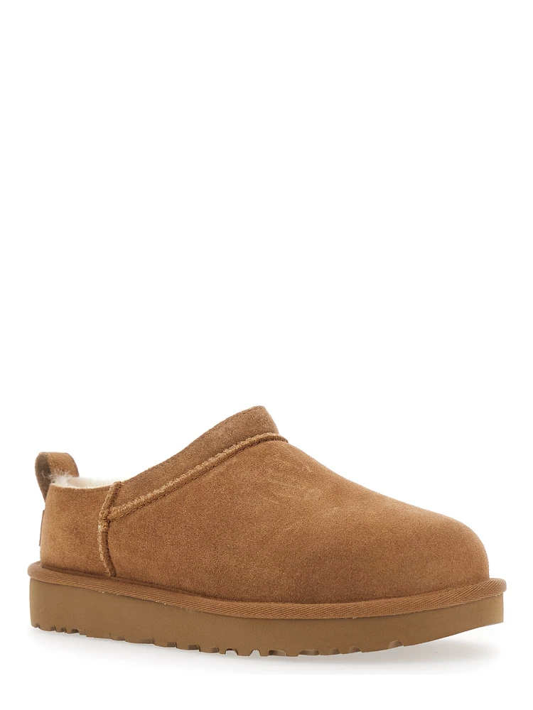 “Classic Micro” Beige Ankle Boots with Logo Embossed in Suede Woman alternative