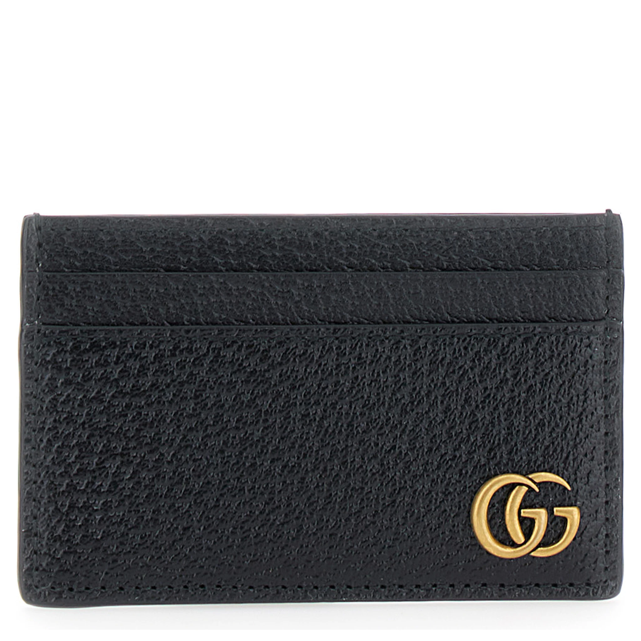 Black GG Marmont Cardholder with Aged-gold Logo in Leather Man