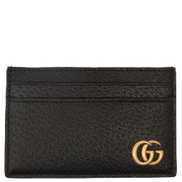 Black GG Marmont Cardholder with Aged-gold Logo in Leather Man