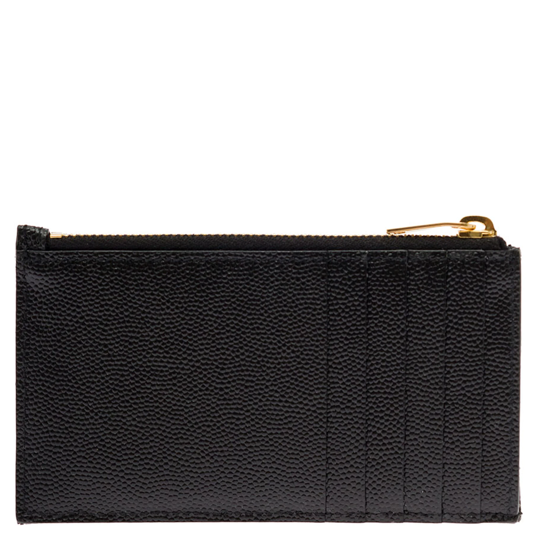 Cassandre Black Embossed Card Holder with Zip and Logo in Leather Woman Saint Laurent