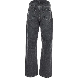 Black Jeans with Belt Loops in Denim Man