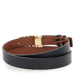 Black Reversible Belt with Gancini Buckle in Leather Woman