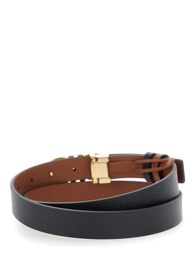 Black Reversible Belt with Gancini Buckle in Leather Woman alternative