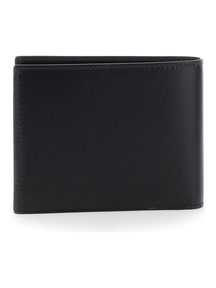 Florence Black Bi-Fold Wallet with Logo Lettering on the Front in Leather Man alternative