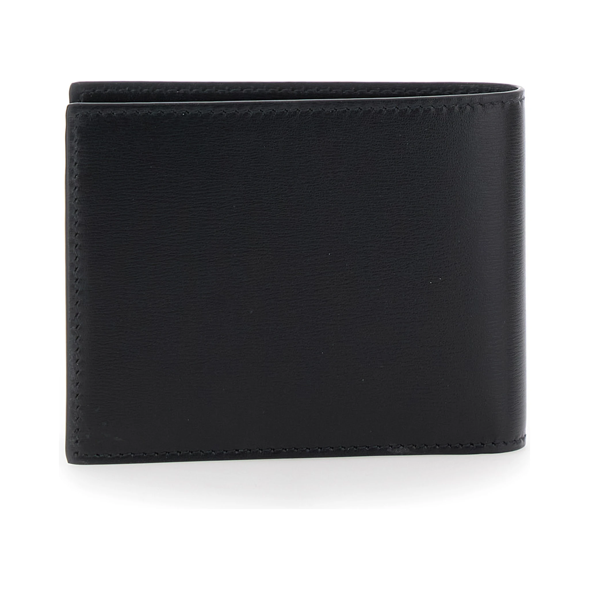 Florence Black Bi-Fold Wallet with Logo Lettering on the Front in Leather Man