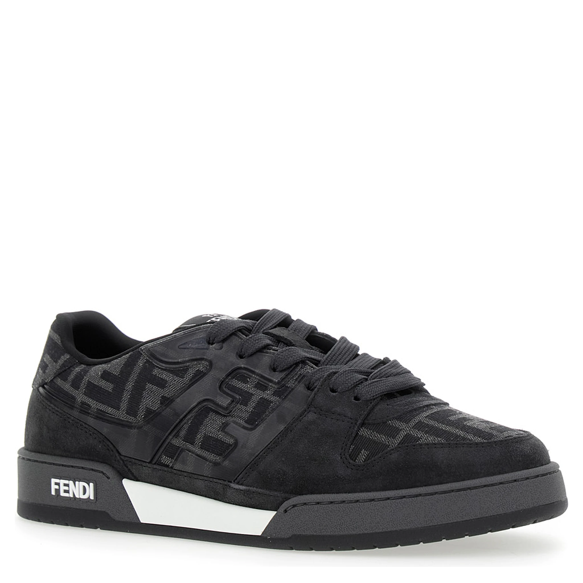 حذاء رياضي رمادي اللون مزين بشعار على اللسان ونقش FF كامل من الجلد الرجالي