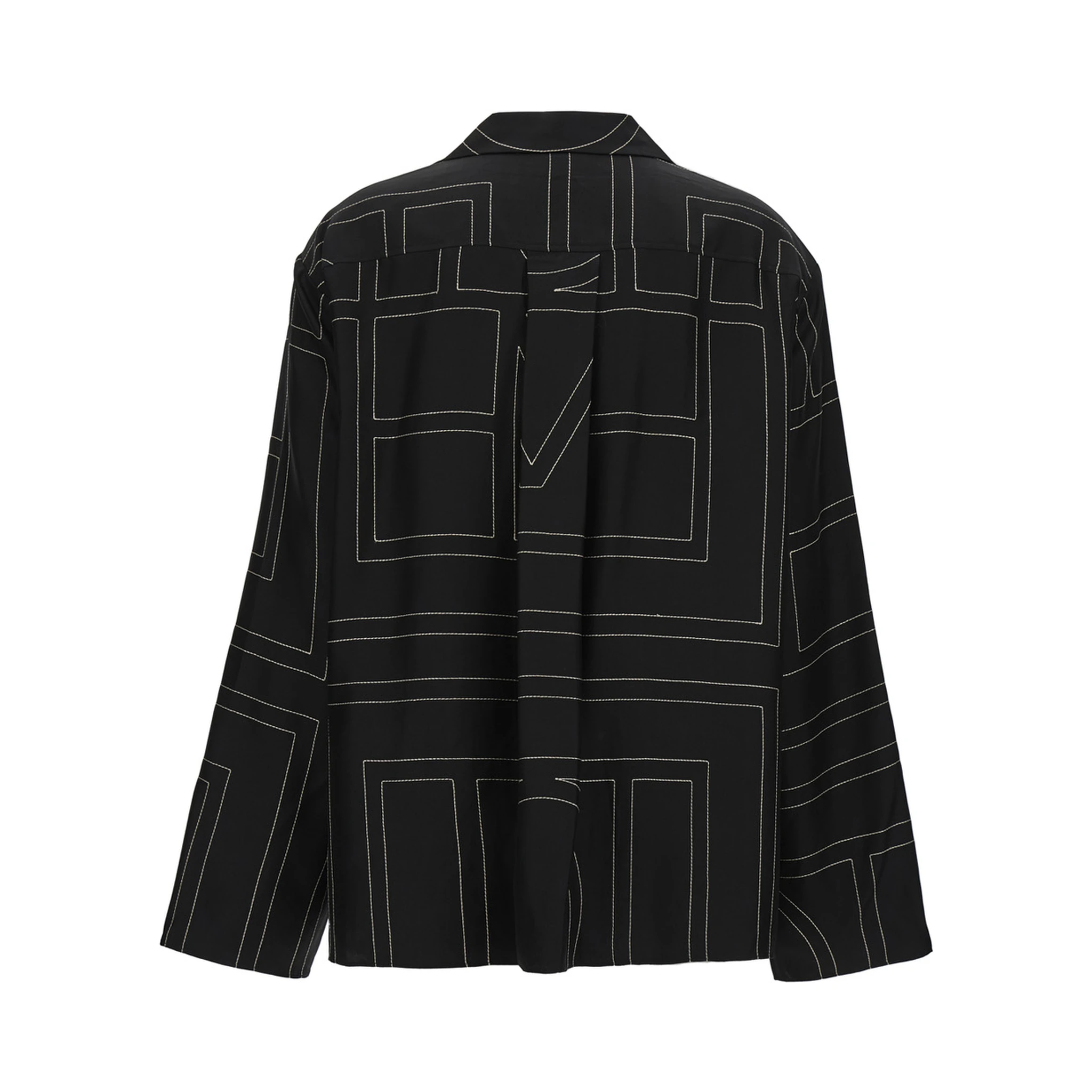 Black Shirt with All-Over Monogram Print in Silk Woman