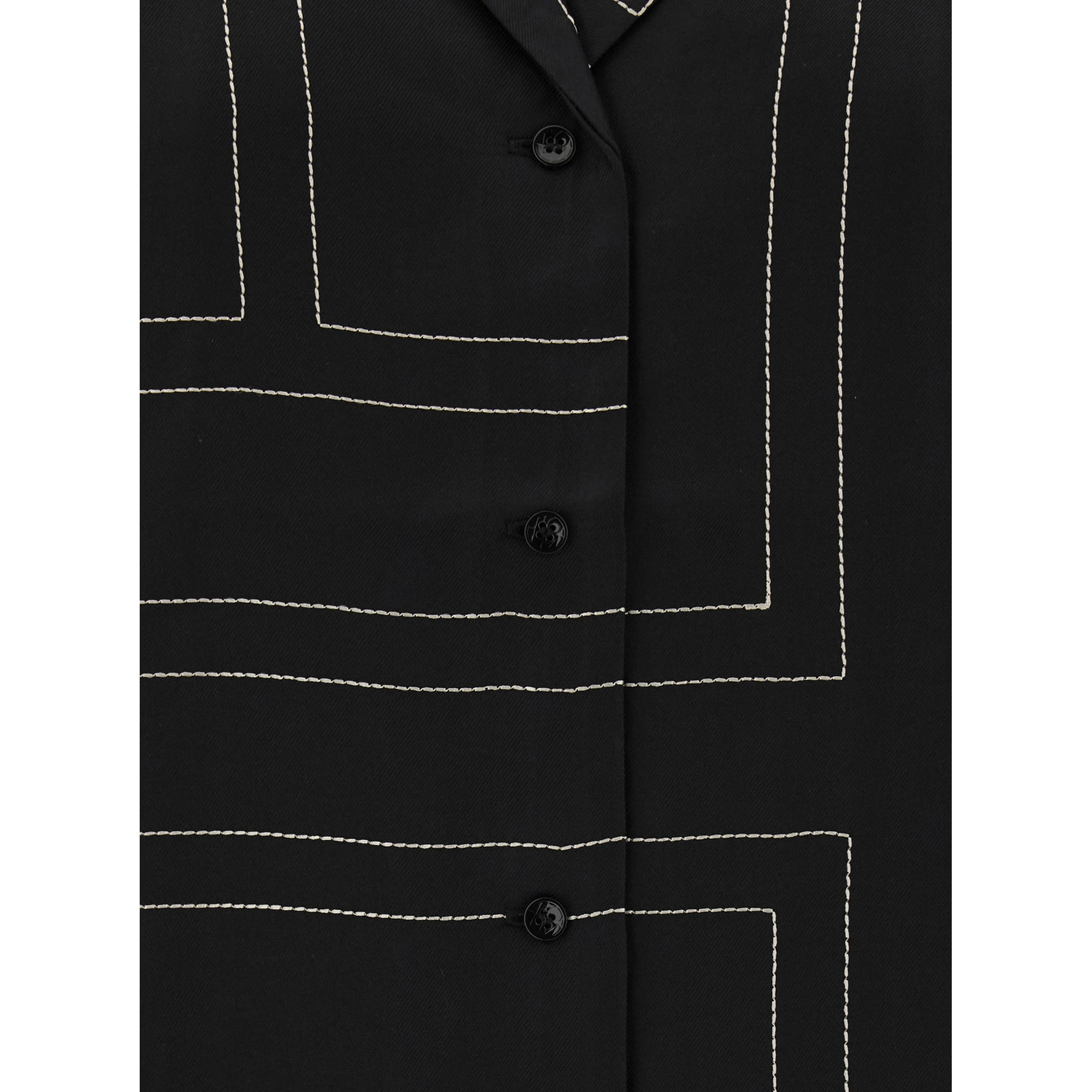 Black Shirt with All-Over Monogram Print in Silk Woman