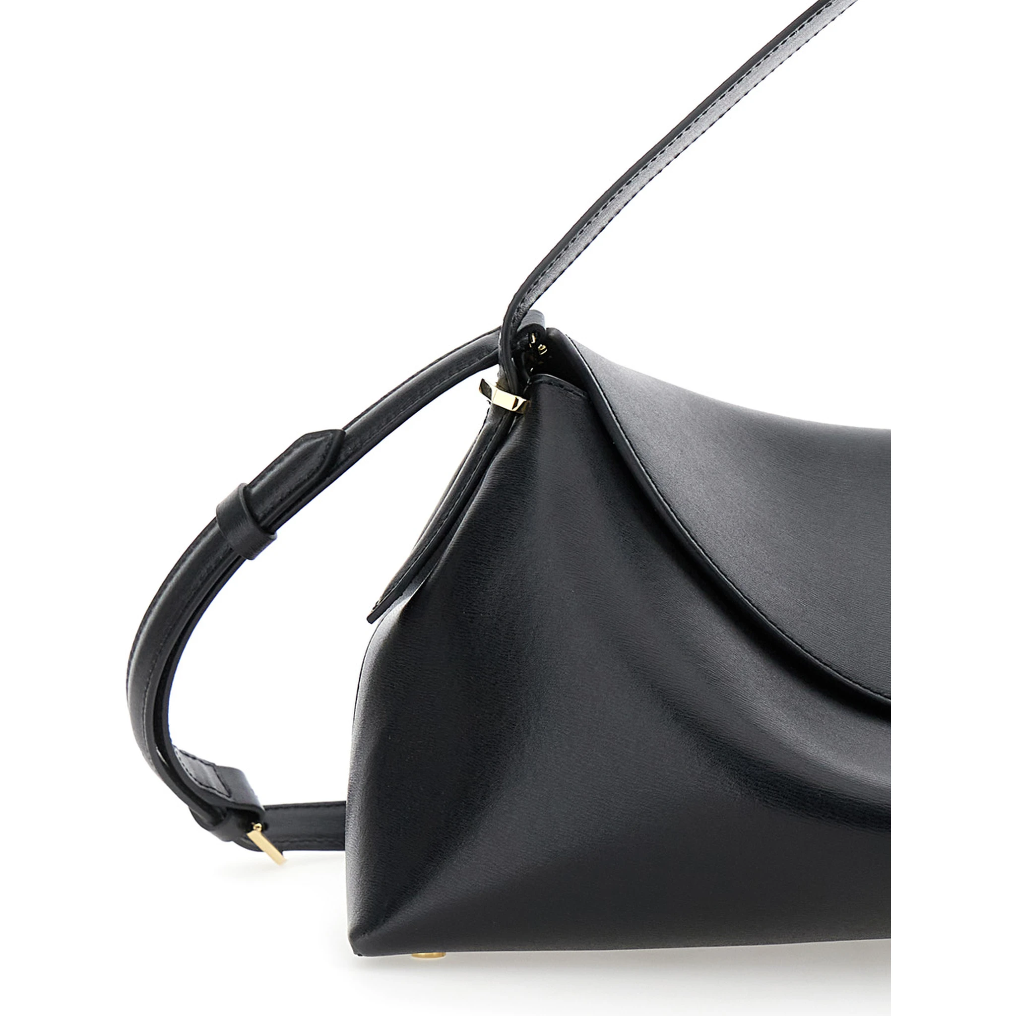 T-Lock Black  Handbag with Shoulder Strap and T-Closure in Grained Leather Woman