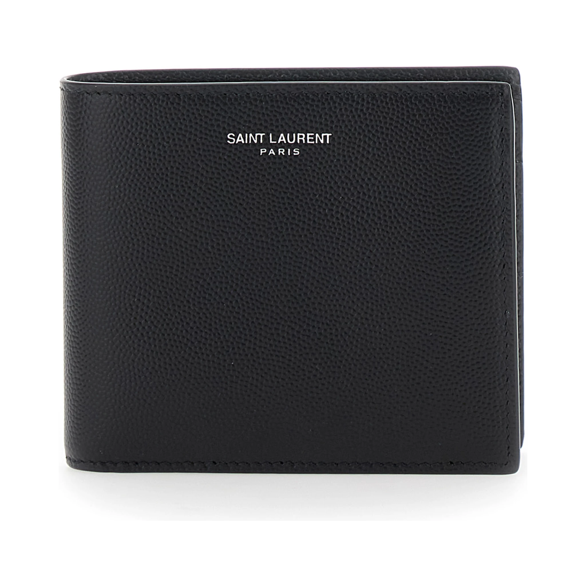Black Bi-Fold Wallet with Logo Lettering on the Front in Leather Man