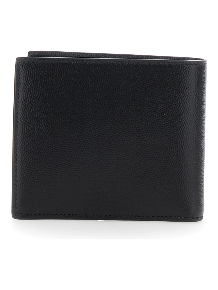 Black Bi-Fold Wallet with Logo Lettering on the Front in Leather Man alternative