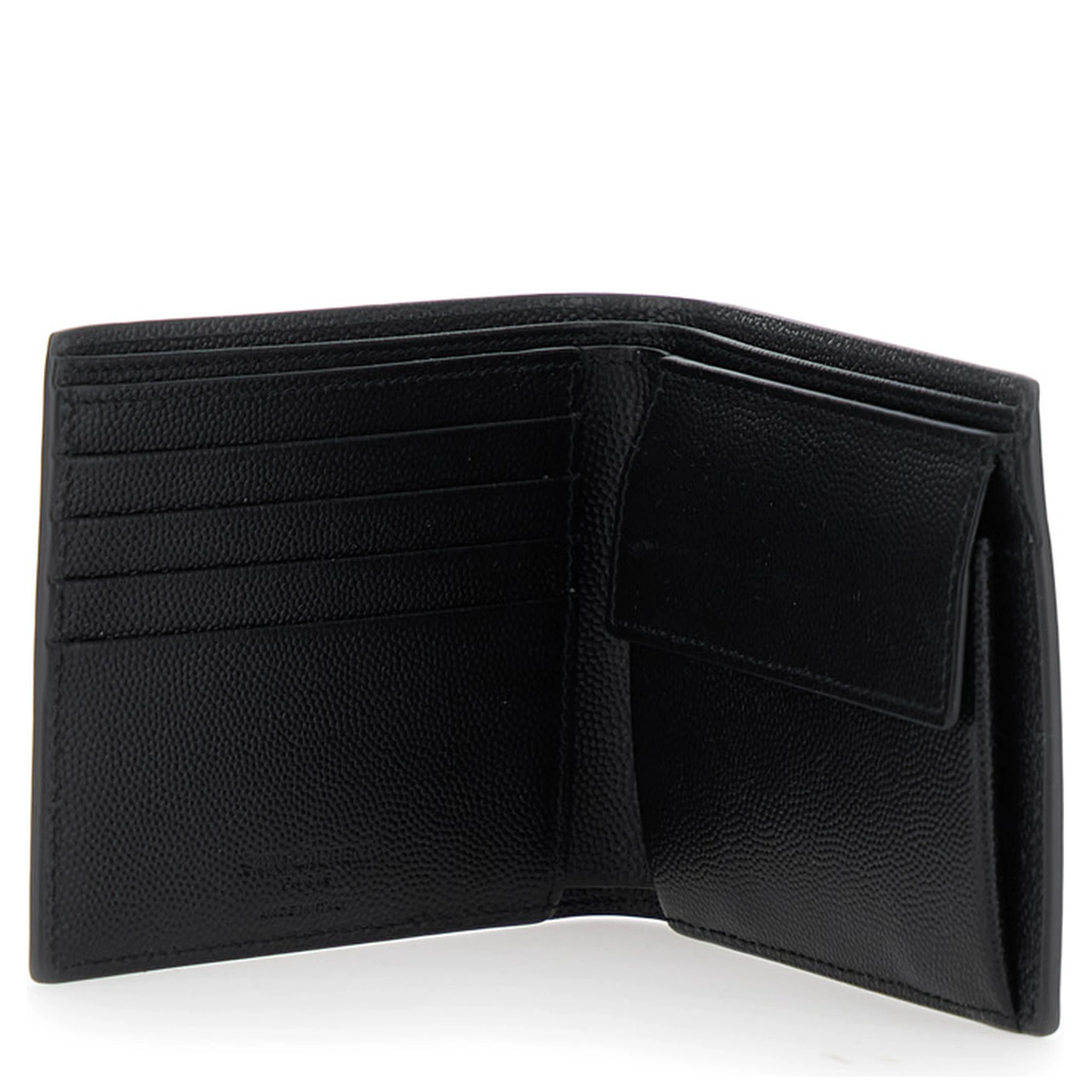 Black Bi-Fold Wallet with Logo Lettering on the Front in Leather Man