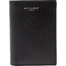 Black Card-Holder with Embossed Logo in Grain de Poudre Leather Man