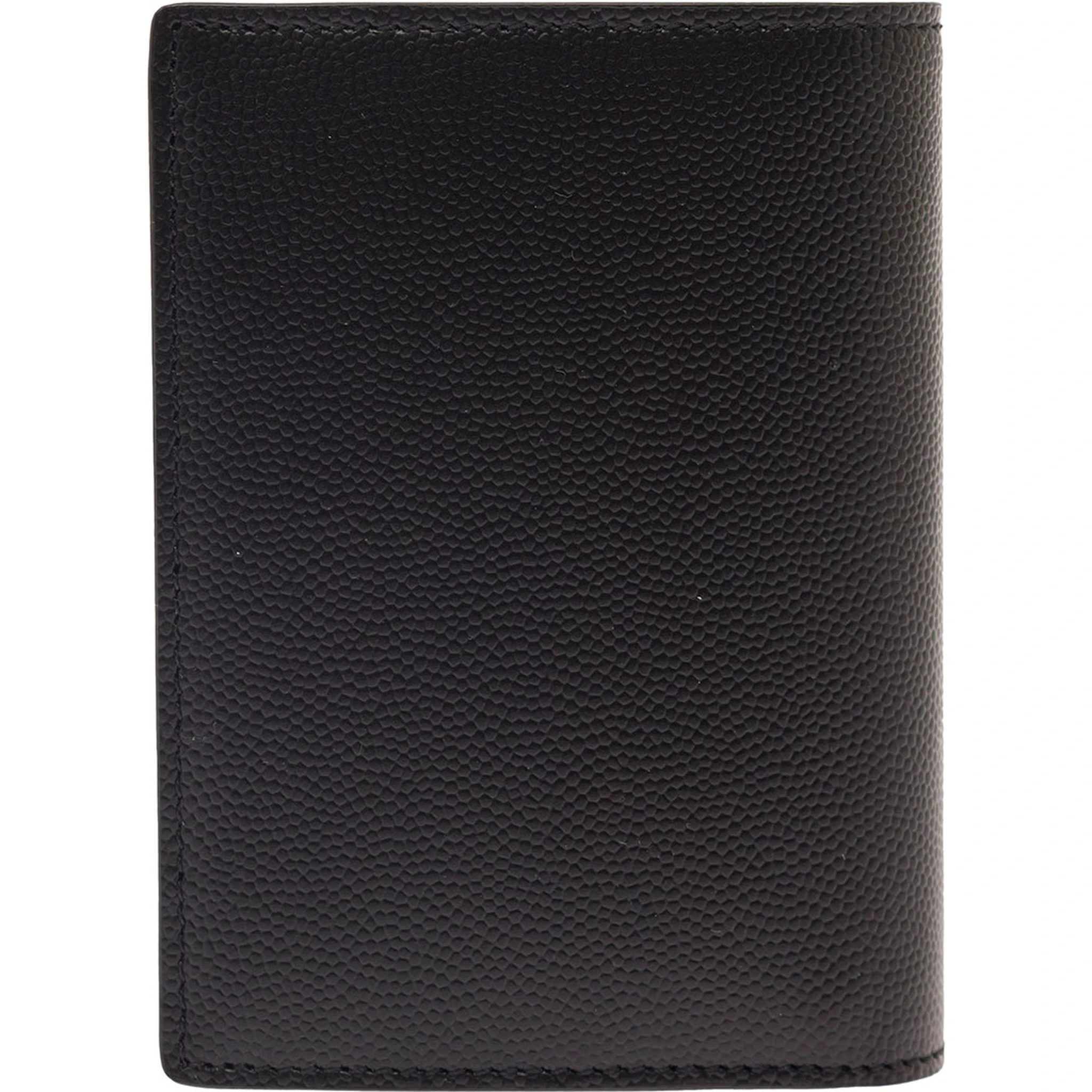 Black Card-Holder with Embossed Logo in Grain de Poudre Leather Man