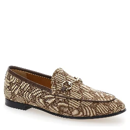 Gucci Jordan Beige and Ebony Loafers with Horsebit Detail in Original GG Fabric Woman