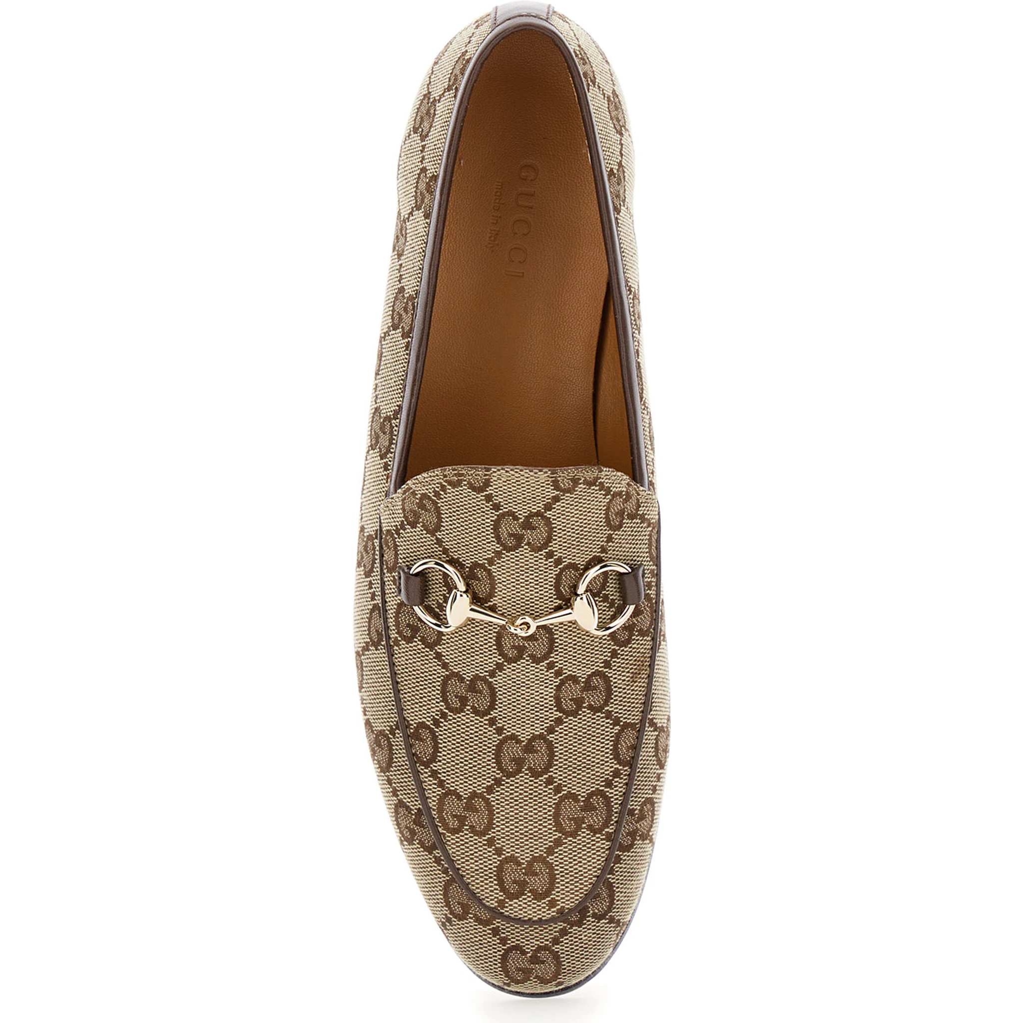 Gucci Jordan Beige and Ebony Loafers with Horsebit Detail in Original GG Fabric Woman