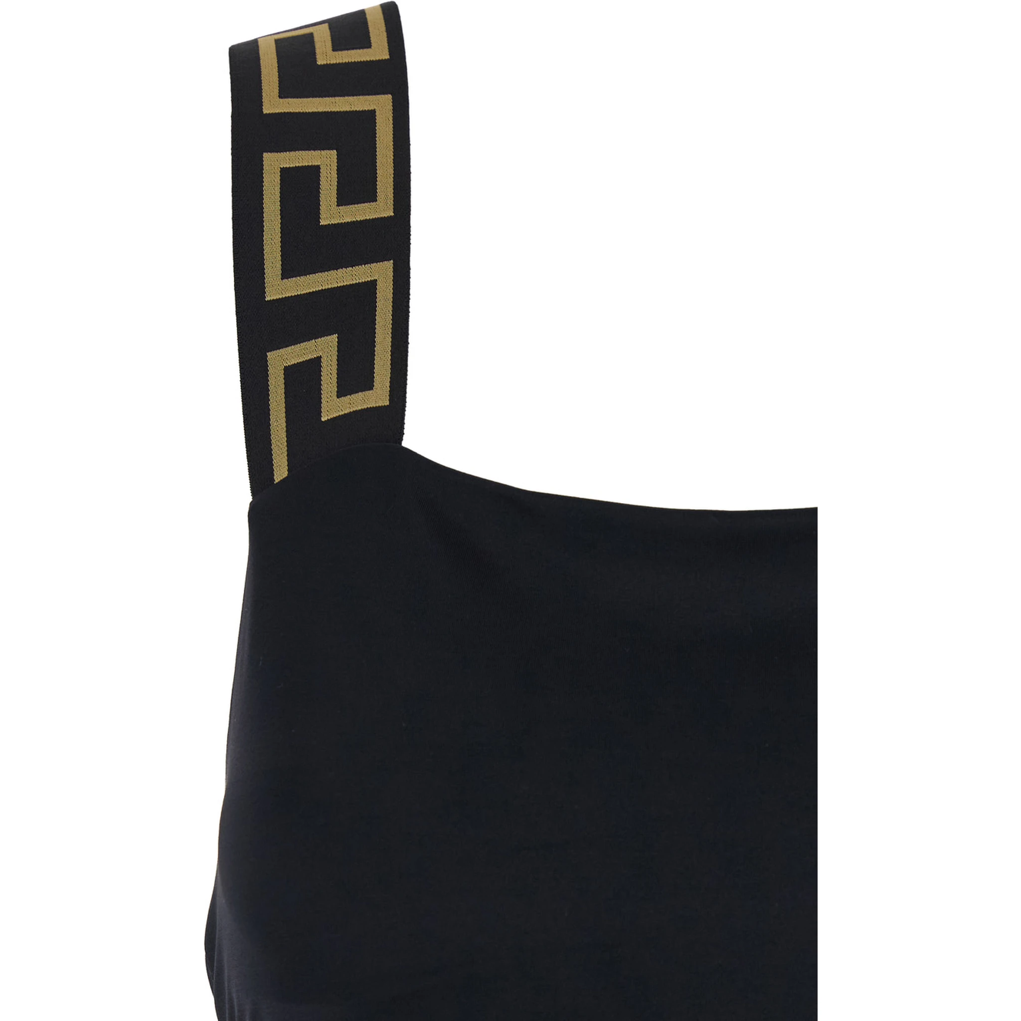 Black One-Piece Swimsuit with Greca Detail in Stretch Polyamide Woman