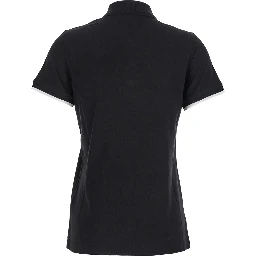 Black Polo Shirt with Logo Patch on the Front in Cotton Woman