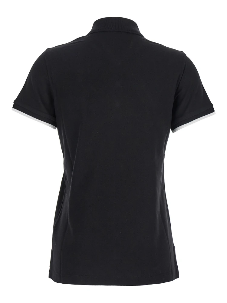 Black Polo Shirt with Logo Patch on the Front in Cotton Woman alternative