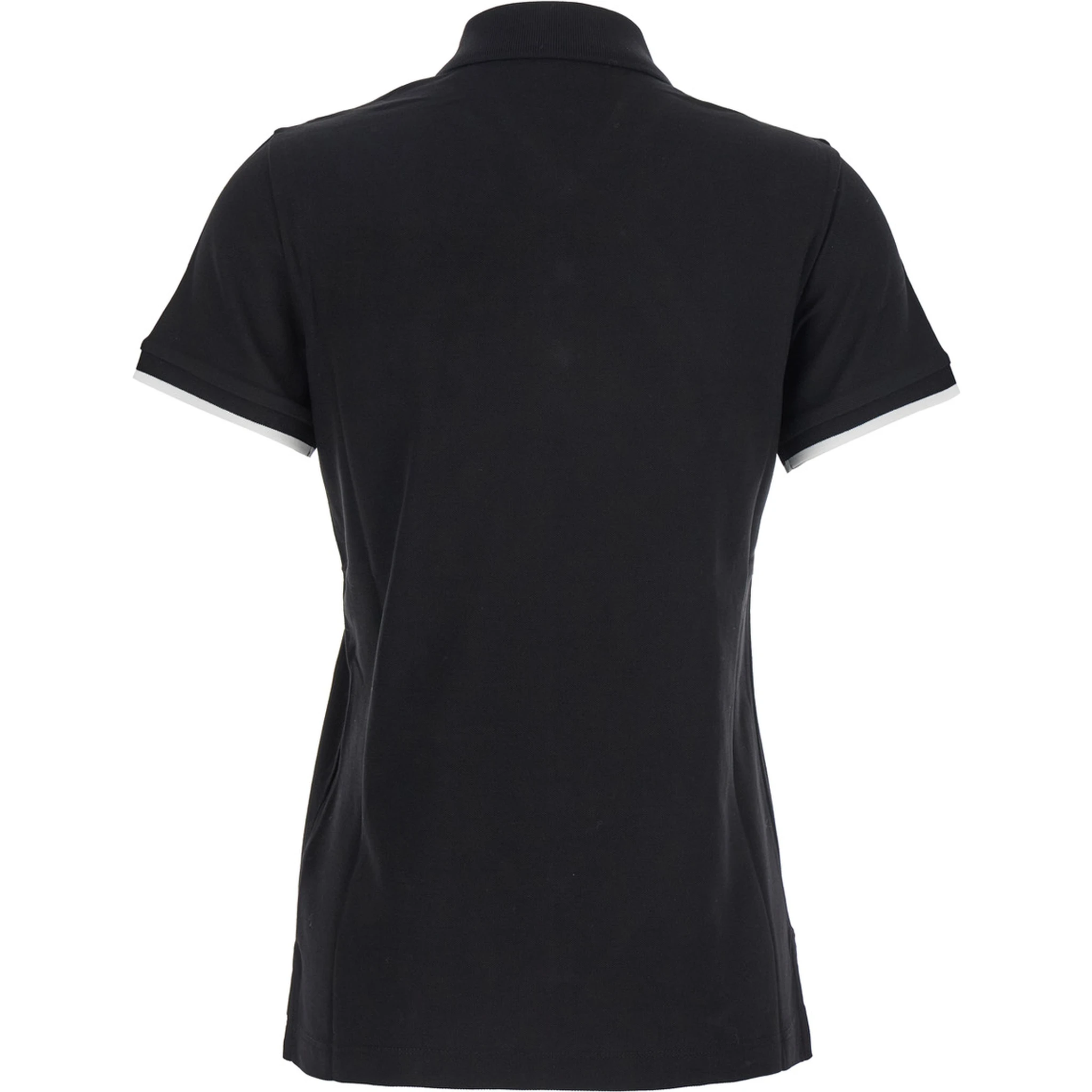 Black Polo Shirt with Logo Patch on the Front in Cotton Woman