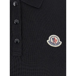 Black Polo Shirt with Logo Patch on the Front in Cotton Woman