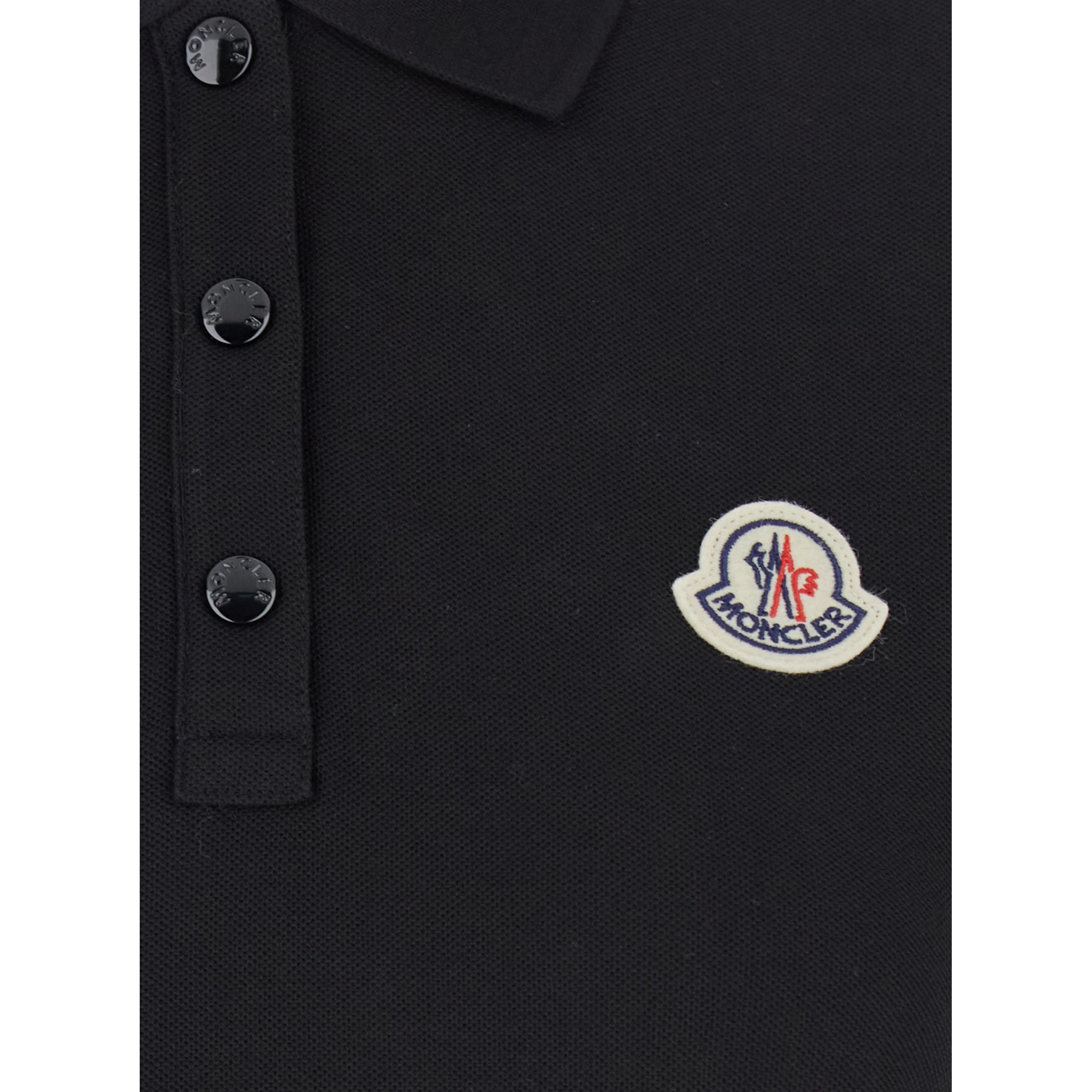 Black Polo Shirt with Logo Patch on the Front in Cotton Woman