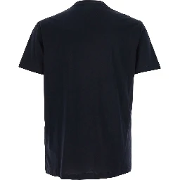 Blue Crewneck T-Shirt with Logo Embroidery on the Front in Cotton Man