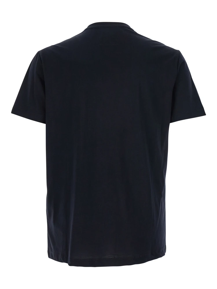 Blue Crewneck T-Shirt with Logo Embroidery on the Front in Cotton Man
