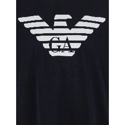 Blue Crewneck T-Shirt with Logo Embroidery on the Front in Cotton Man
