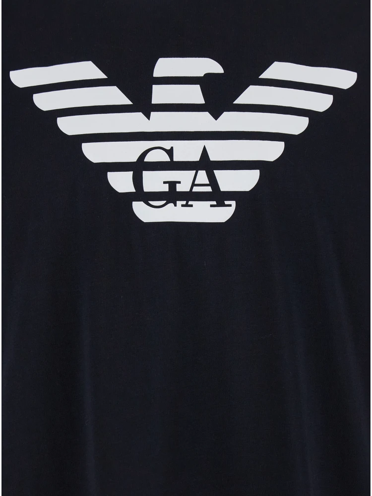 Blue Crewneck T-Shirt with Logo Embroidery on the Front in Cotton Man alternative