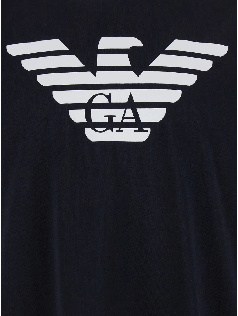 Blue Crewneck T-Shirt with Logo Embroidery on the Front in Cotton Man