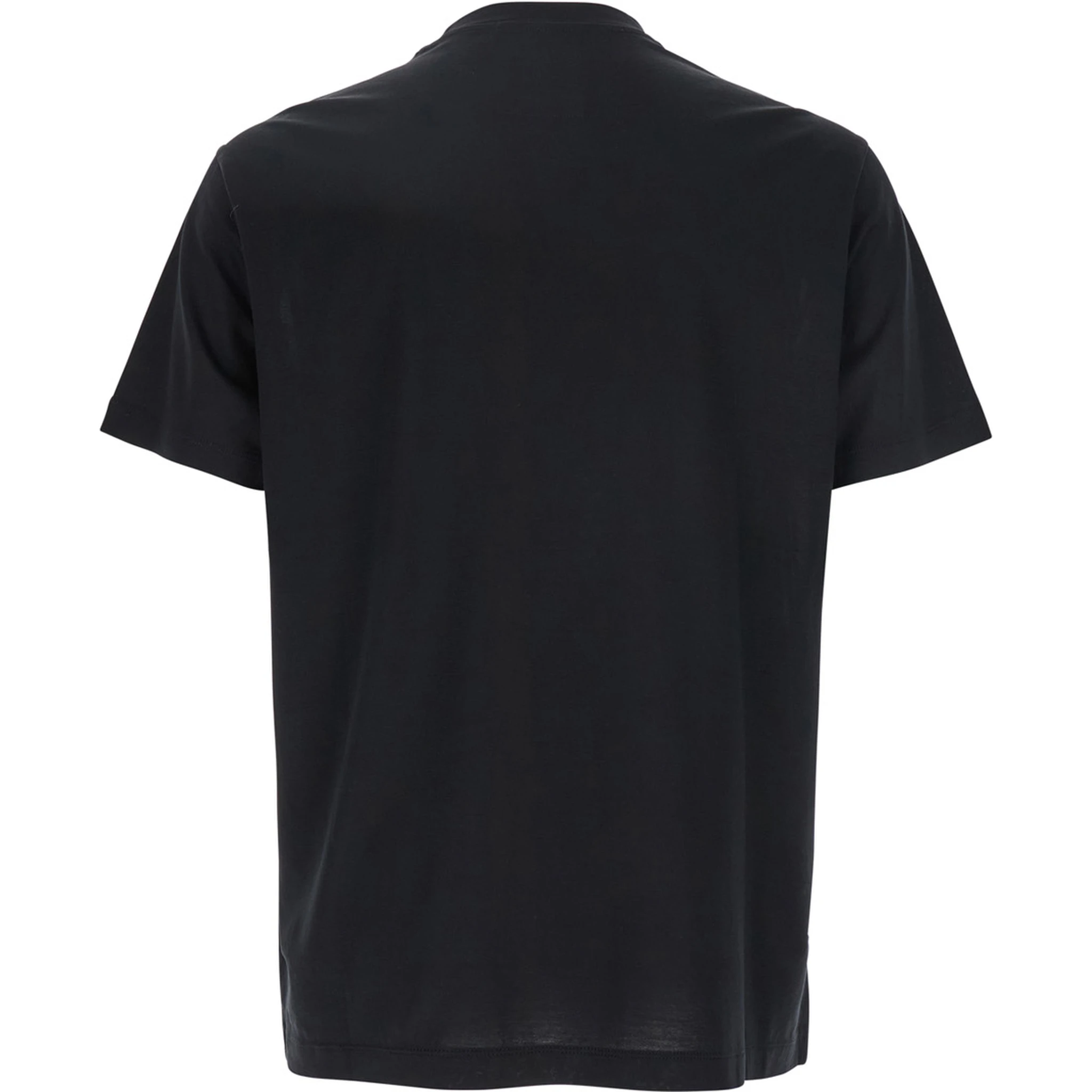 Black T-Shirt with Logo Lettering on the Front in Cotton and Lyocell Blend Man