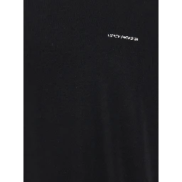 Black T-Shirt with Logo Lettering on the Front in Cotton and Lyocell Blend Man