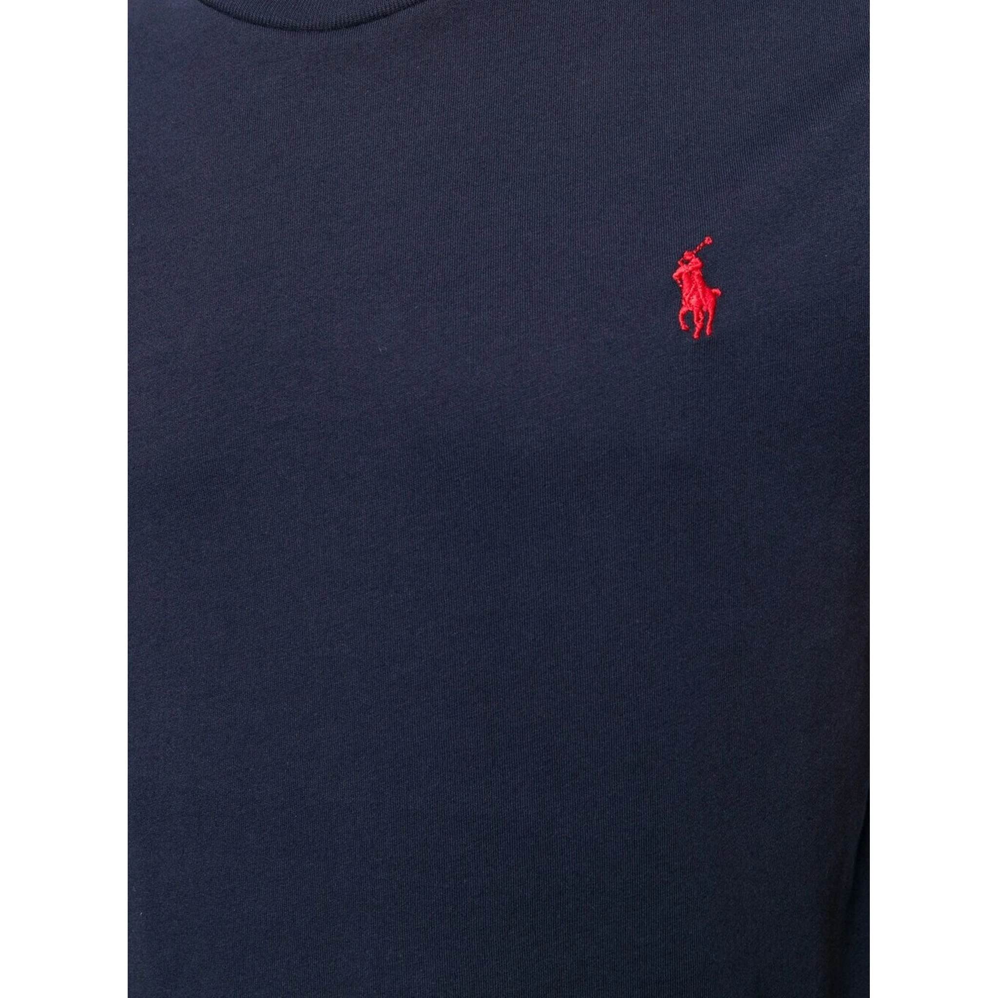 "Custom Slim Fit" Blue Crewneck T-Shirt with Pony Embroidery on the Front in Cotton Man