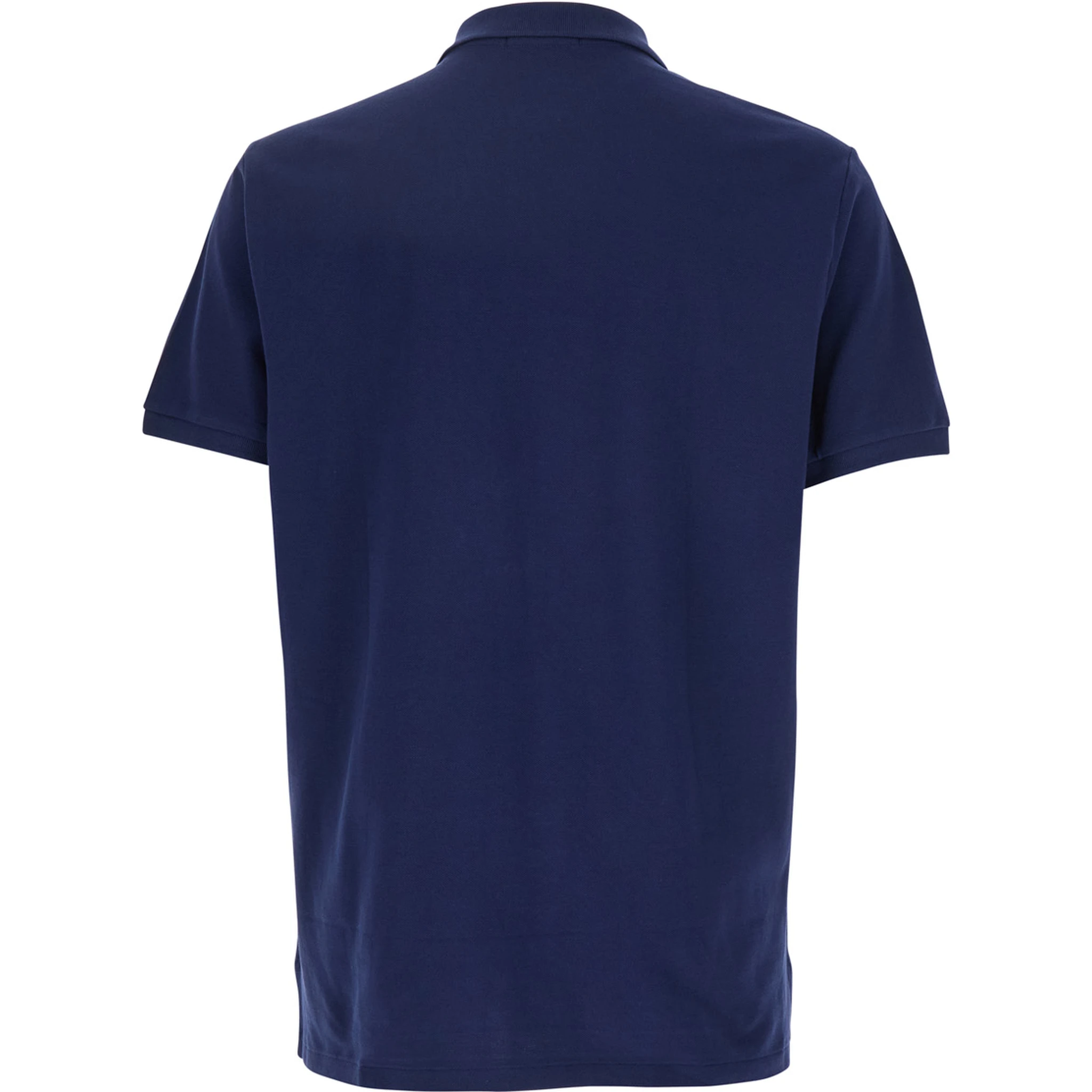 "Custom Slim Fit" Blue Polo Shirt with Pony Detail on the Front in Cotton Man