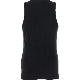 Black Crewneck Sleeveless Top with Embroidery on the Front in Cotton Man