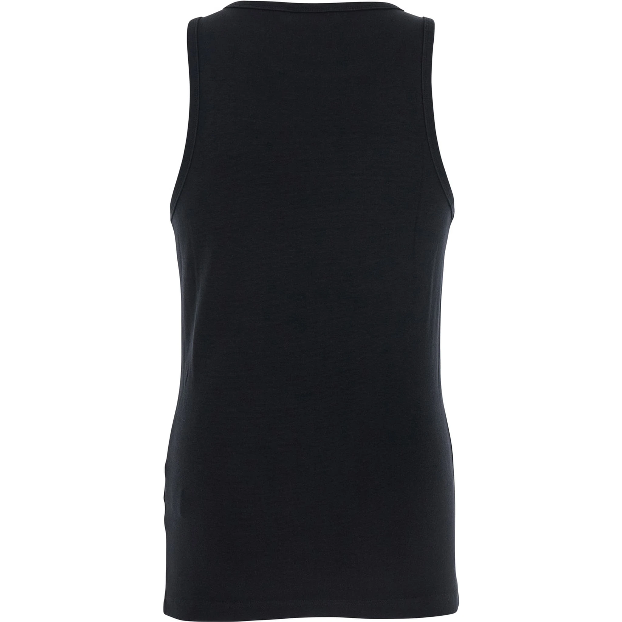 Black Crewneck Sleeveless Top with Embroidery on the Front in Cotton Man