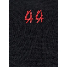 Black Crewneck Sleeveless Top with Embroidery on the Front in Cotton Man