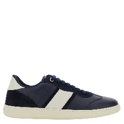 Blue Sneakers with Contrasting Heel and Logo Lettering on the Tongue in Leather Man