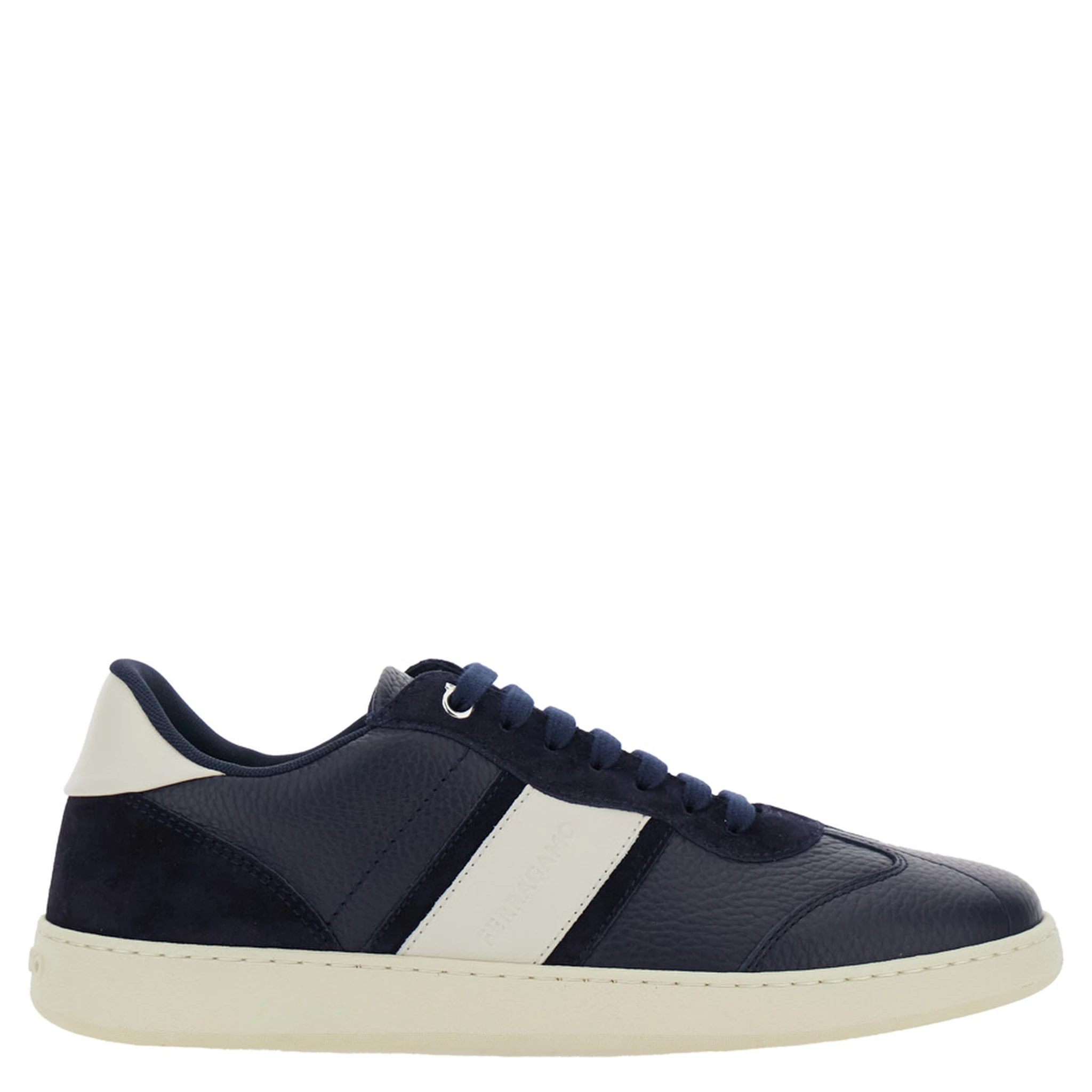 Blue Sneakers with Contrasting Heel and Logo Lettering on the Tongue in Leather Man