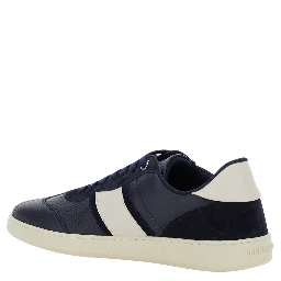 Blue Sneakers with Contrasting Heel and Logo Lettering on the Tongue in Leather Man