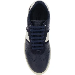 Blue Sneakers with Contrasting Heel and Logo Lettering on the Tongue in Leather Man
