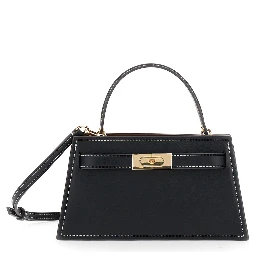 Petite Lee Radziwill Black Crossbody Bag with Adjustable and Removable Shoulder Strap and T-Buckle Closure in Leather Woman