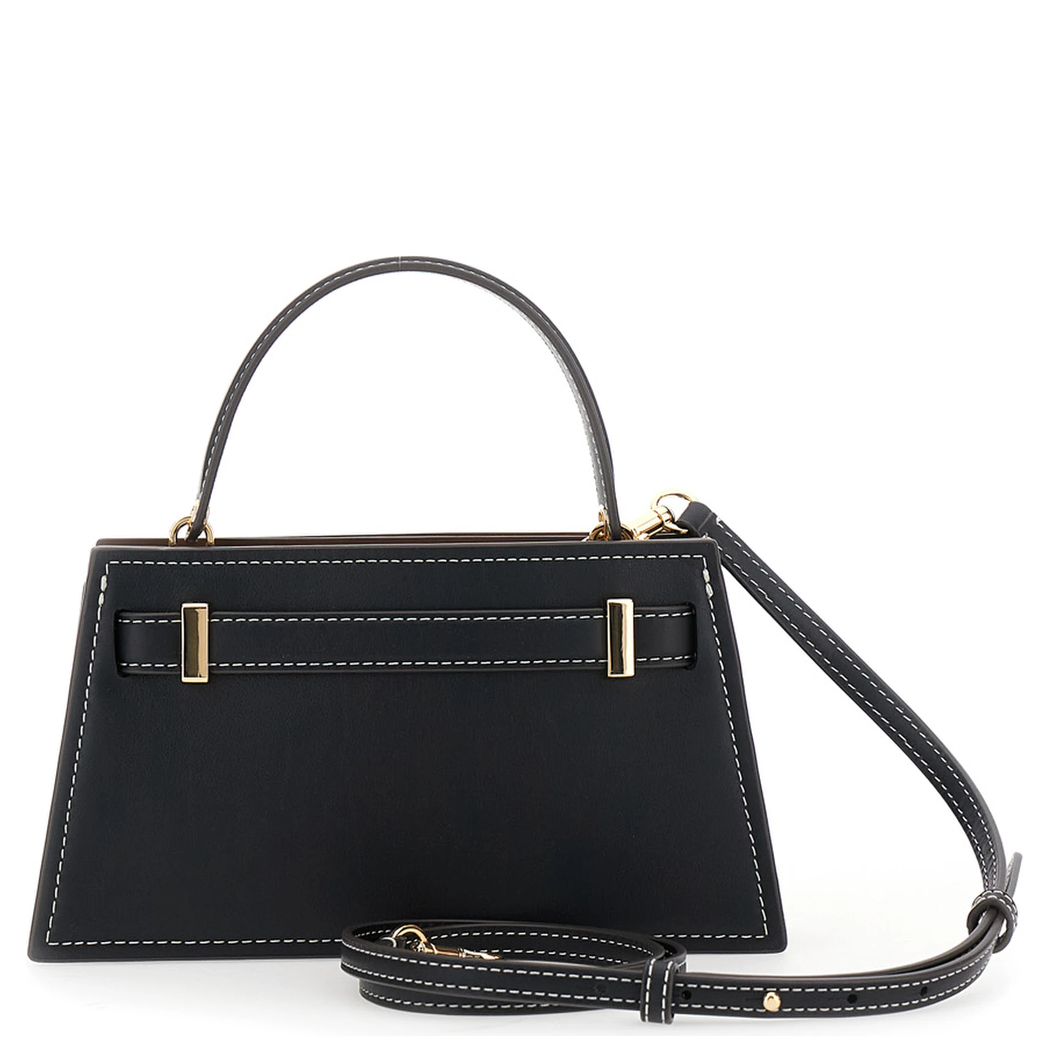 Petite Lee Radziwill Black Crossbody Bag with Adjustable and Removable Shoulder Strap and T-Buckle Closure in Leather Woman
